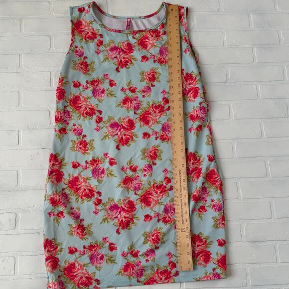 Double Take Women's Y2K Blue Pink Rose Tube Sleeveless Dress Plus Size 3x - Picture 5 of 7